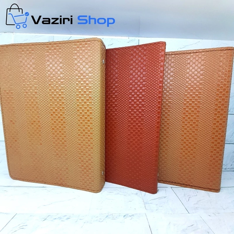 دفتر کلاسور چرمی طرح برجسته گیره فلزی کش دار اعلاء