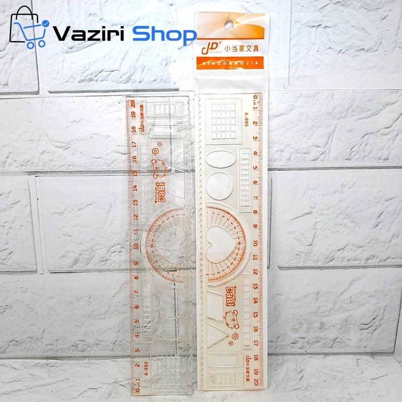 خط کش شابلونی طلقی شیشه ای شفاف باکیفیت وارداتی 20 سانتی