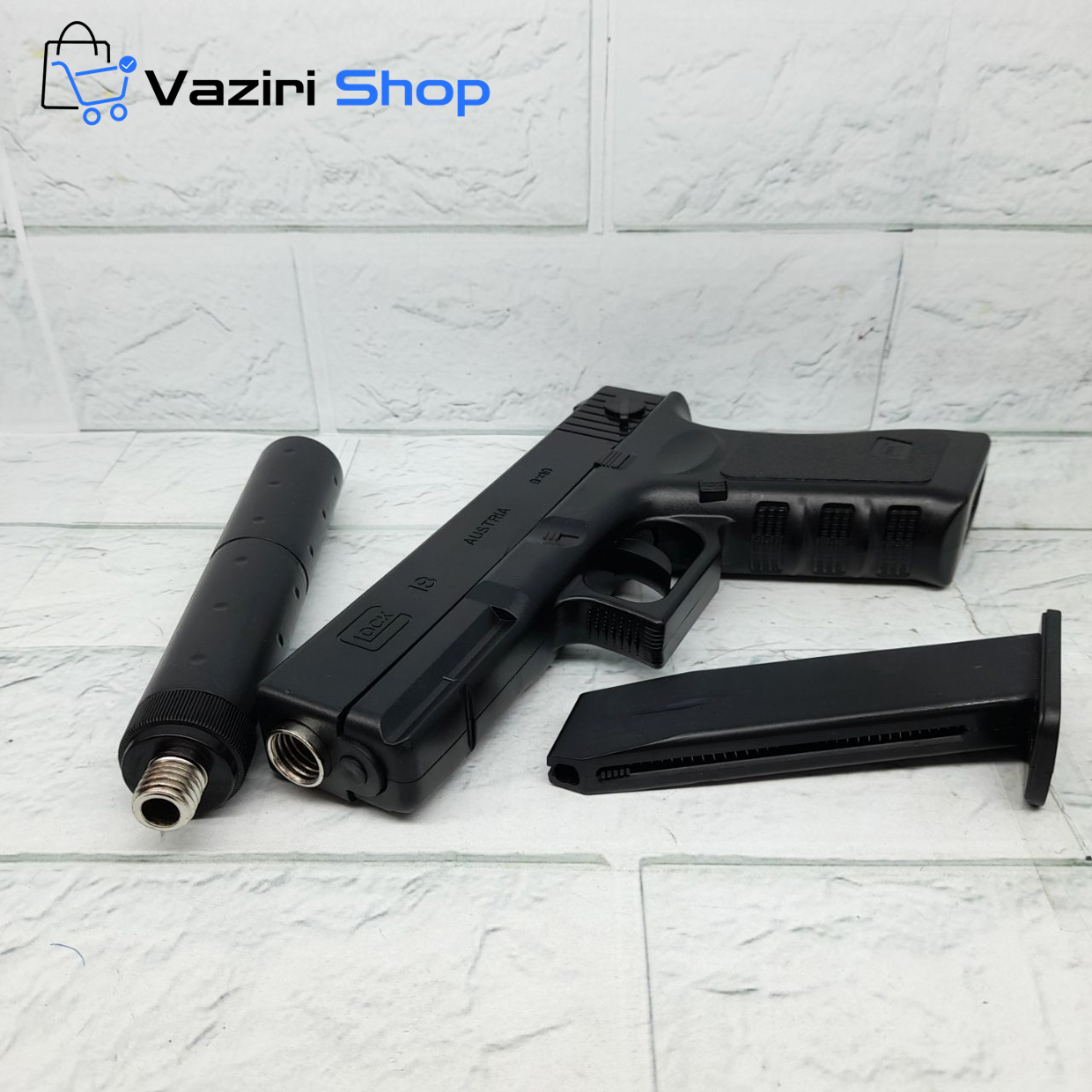 تفنگ اسباب بازی کلت p18۰ لیزر داریک قوطی ۳۶۰ عددی تیر اضافه