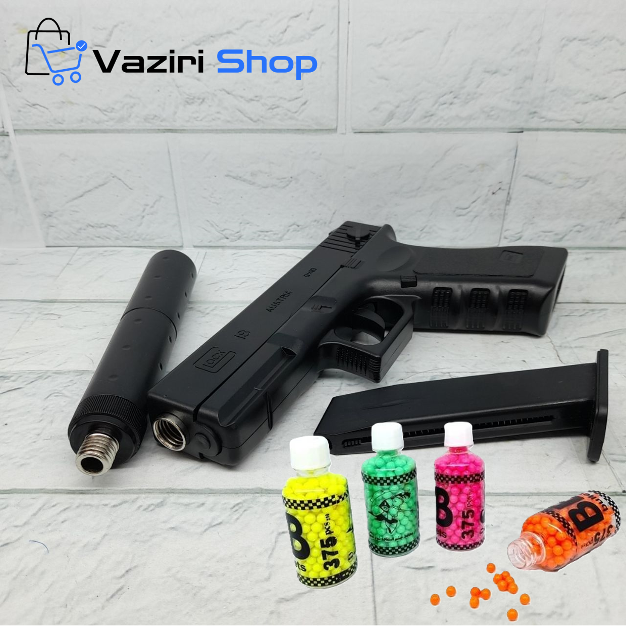 تفنگ اسباب بازی کلت p180 صداخفه کن رزوه فلز - اصلی