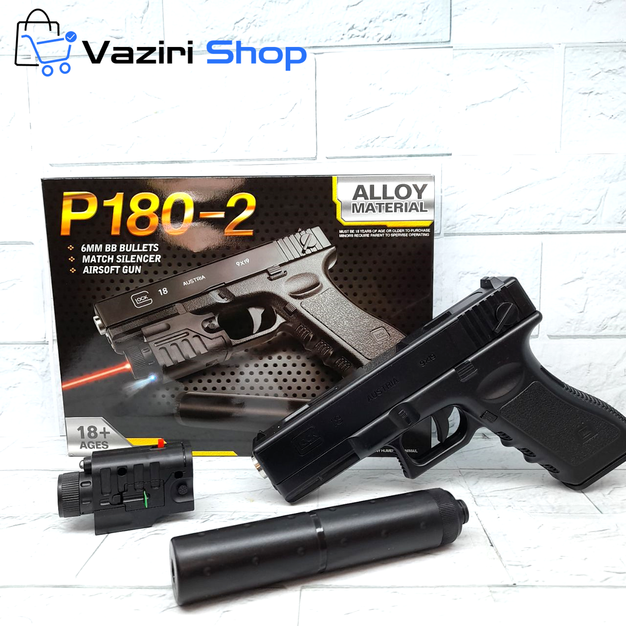تفنگ بادی کلت اسباب بازی کد p180 (اورجینال) + اقساط4ماهه + فیلم تست قدرت