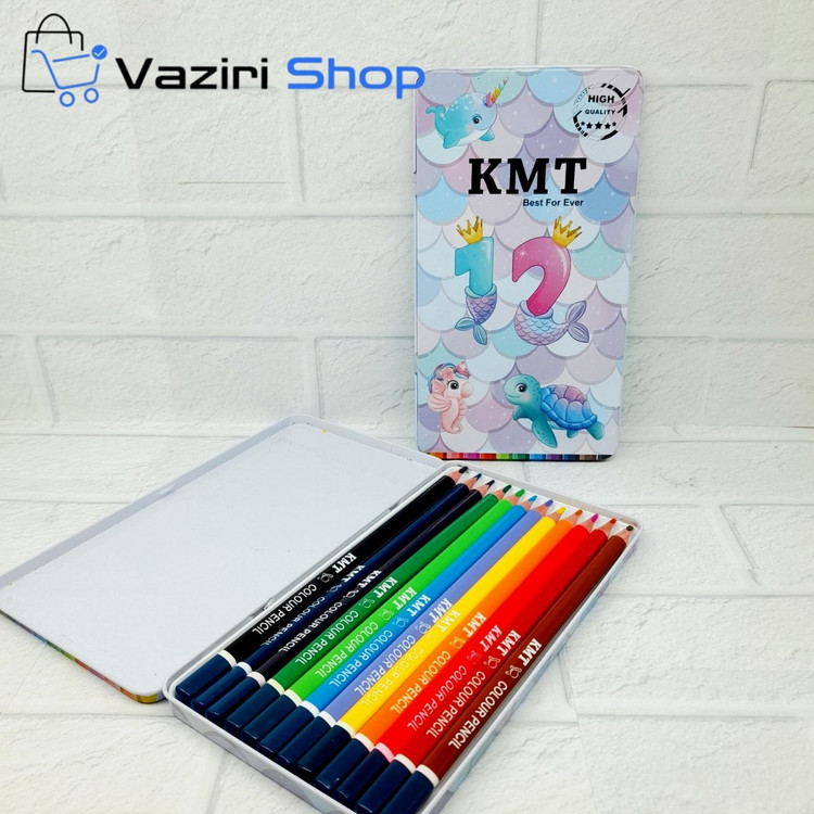مدادرنگی 12 رنگ کی ام تی KMT جعبه فلزی